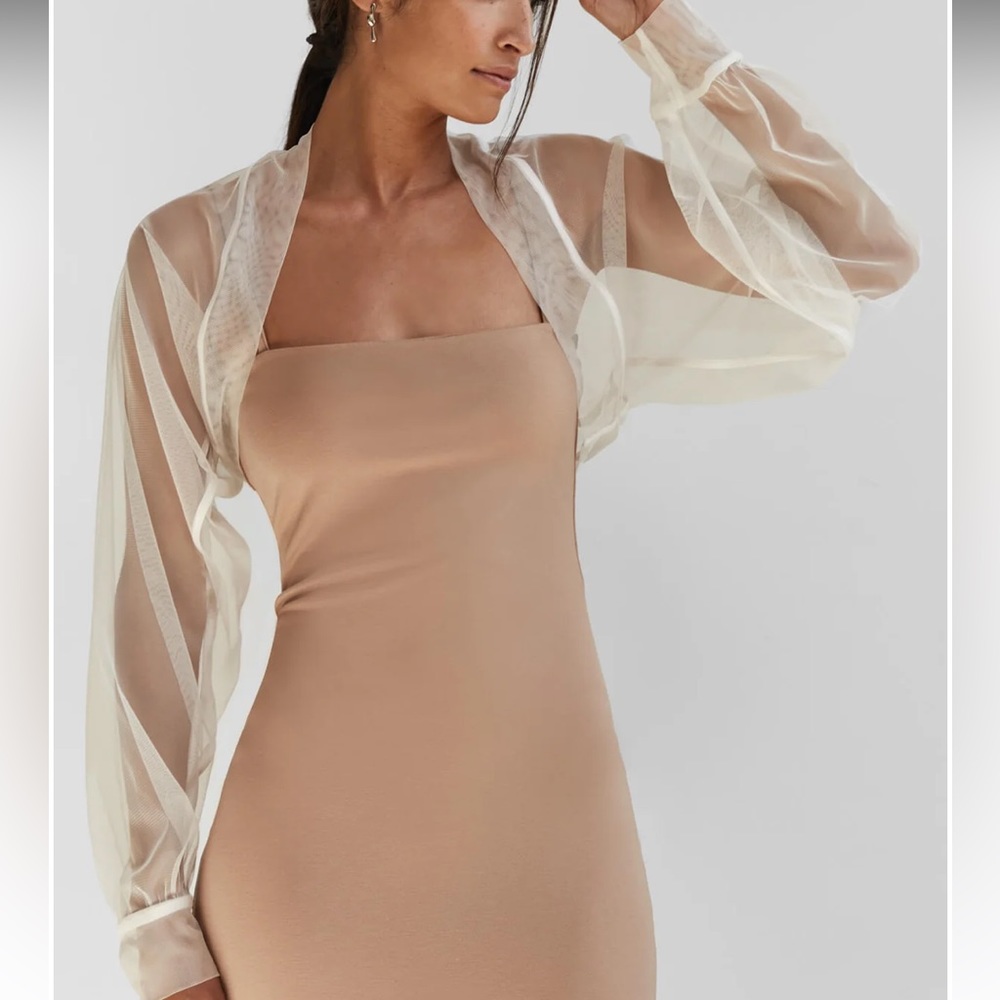 Marcella Olympia Bolero, Wedding dress shawl, coverup, white sheer long sleeves